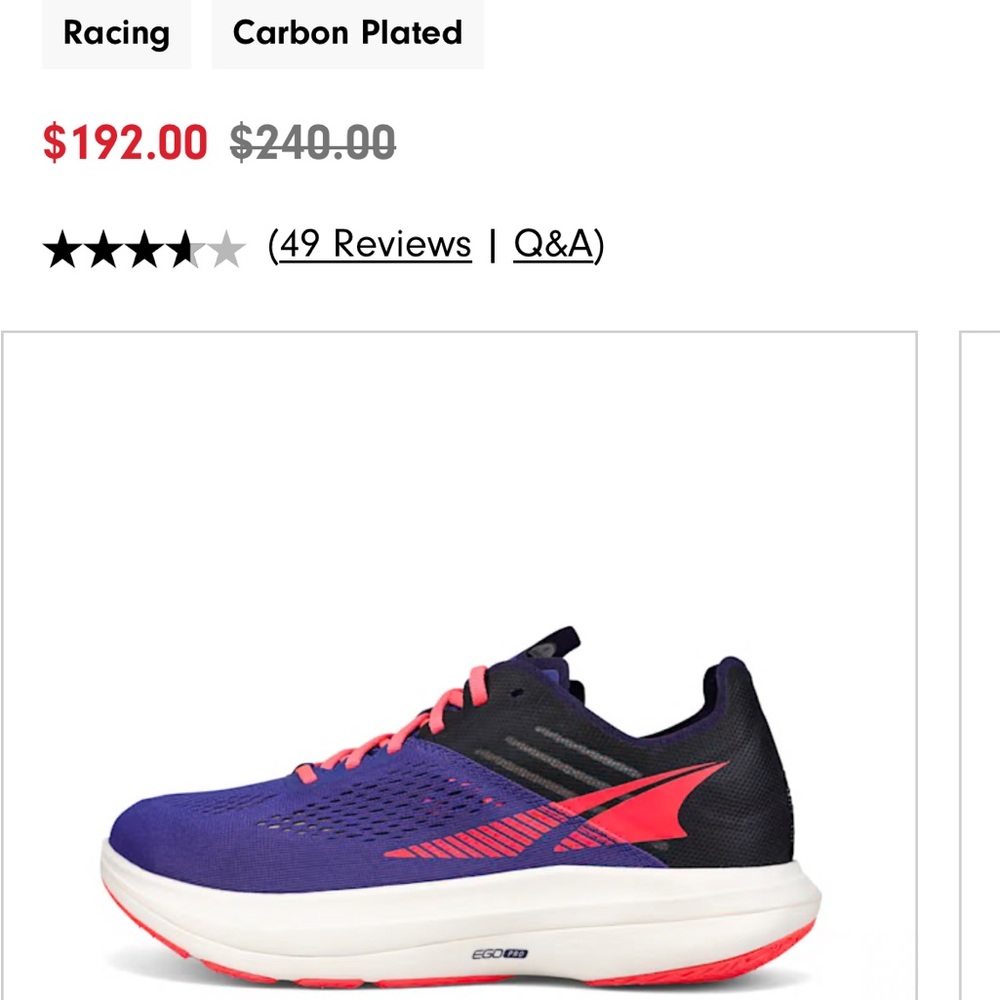 Altra Vanish Carbon Racing Shoe W7.5